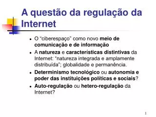 a quest o da regula o da internet