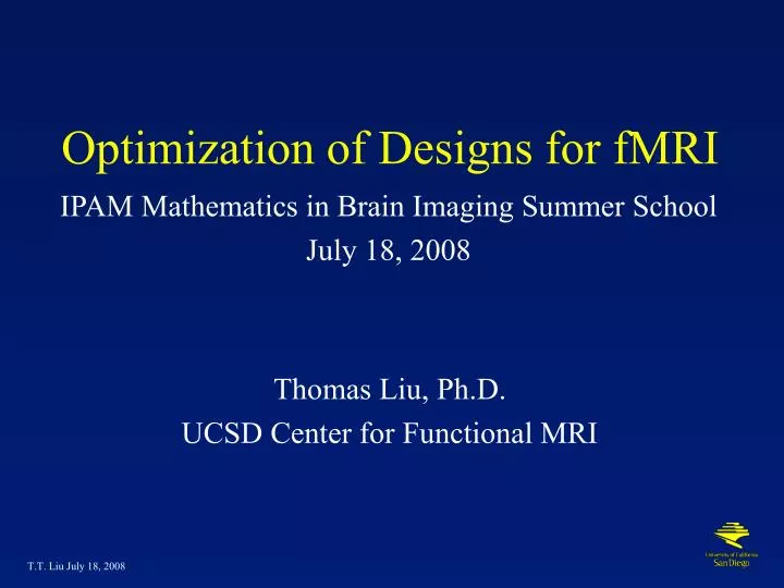 optimization of designs for fmri