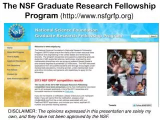 The NSF Graduate Research Fellowship Program (nsfgrfp)