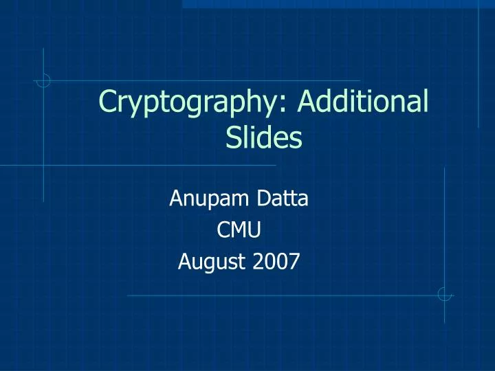 cryptography additional slides