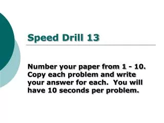 Speed Drill 13
