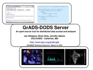 GrADS-DODS Server An open-source tool for distributed data access and analysis