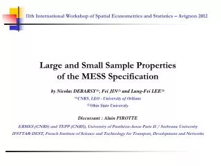 11th international workshop of spatial econometrics and statistics avignon 2012