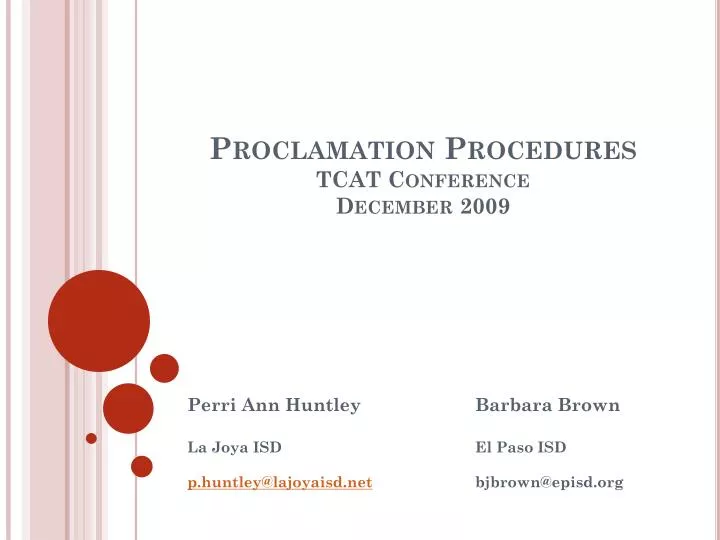 proclamation procedures tcat conference december 2009