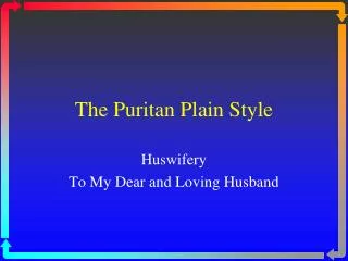 The Puritan Plain Style