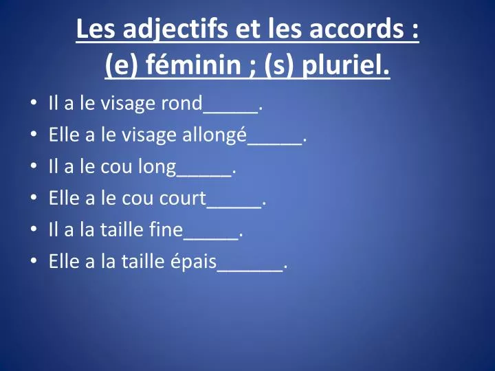 les adjectifs et les accords e f minin s pluriel