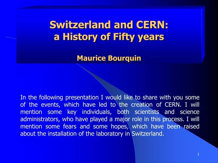 switzerland and cern a history of fifty years maurice bourquin