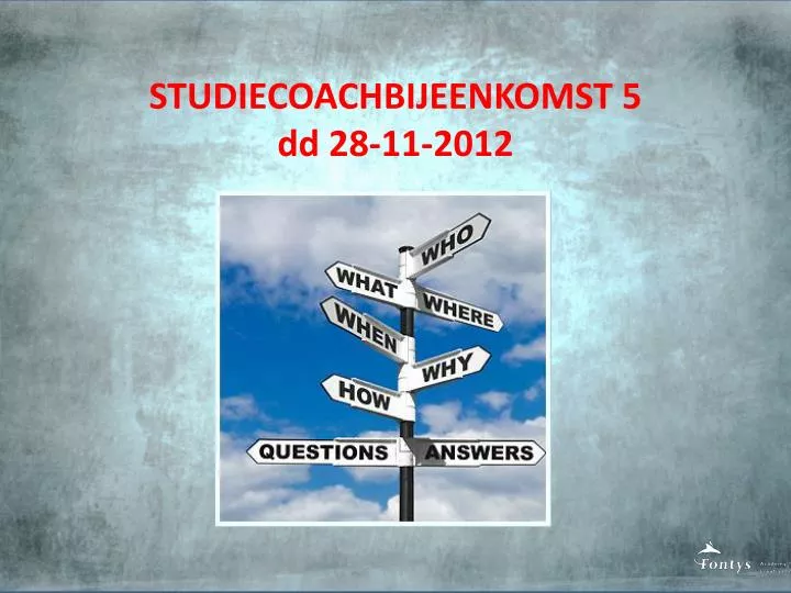 studiecoachbijeenkomst 5 dd 28 11 2012