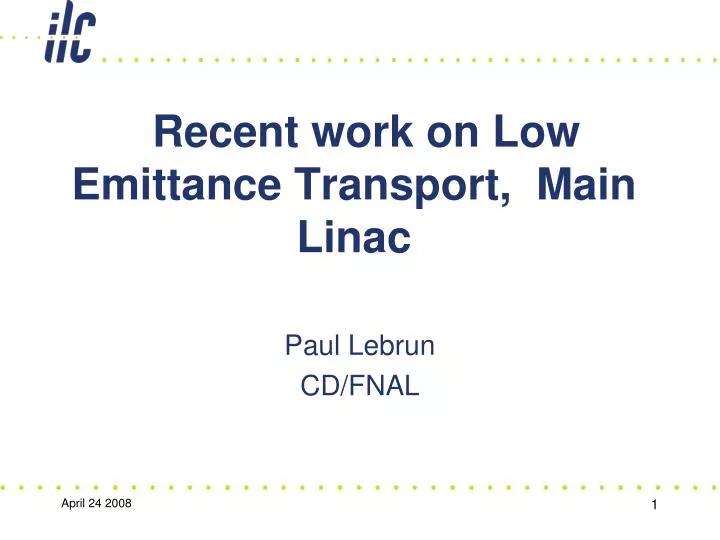 recent work on low emittance transport main linac