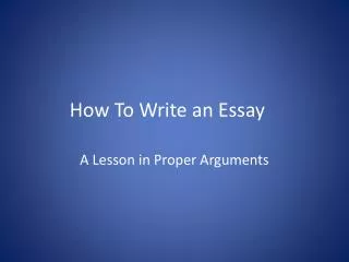 How To Write an Essay