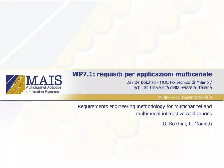 wp7 1 requisiti per applicazioni multicanale