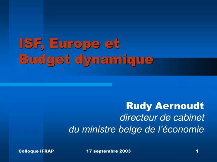 isf europe et budget dynamique