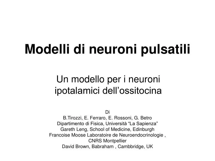 modelli di neuroni pulsatili