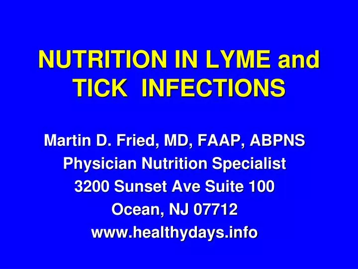 nutrition in lyme and tick infections