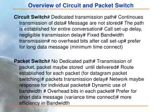 Overview of Circuit and Packet Switch