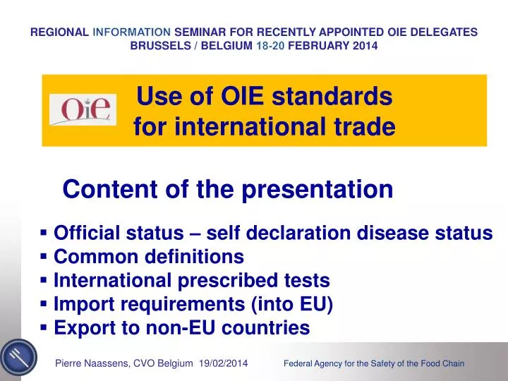 use of oie standards for international trade