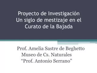 proyecto de investigaci n un siglo de mestizaje en el curato de la bajada