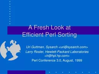A Fresh Look at Efficient Perl Sorting