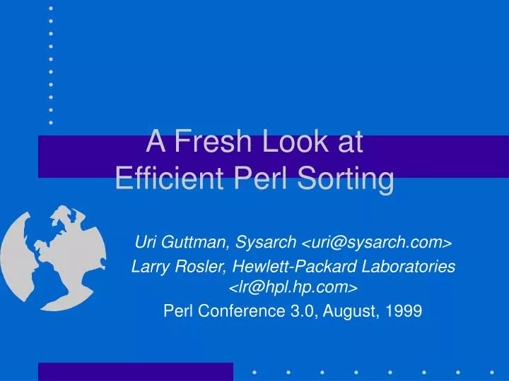 a fresh look at efficient perl sorting