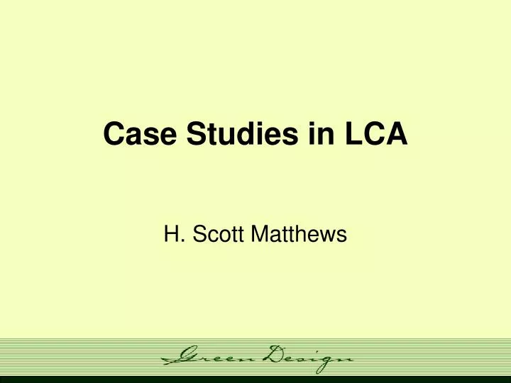 case studies in lca