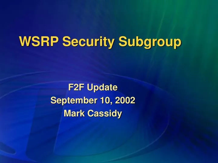 wsrp security subgroup