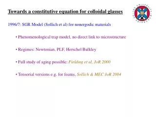 Towards a constitutive equation for colloidal glasses