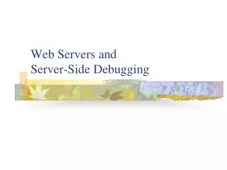 Web Servers and Server-Side Debugging
