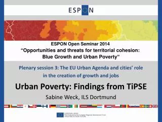Plenary session 3: The EU Urban Agenda and cities’ role in the creation of growth and jobs