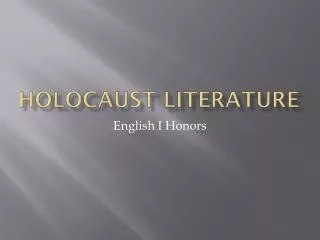 Holocaust Literature