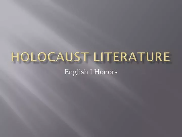 holocaust literature