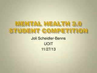 Mental Health 2.0 Student Competition