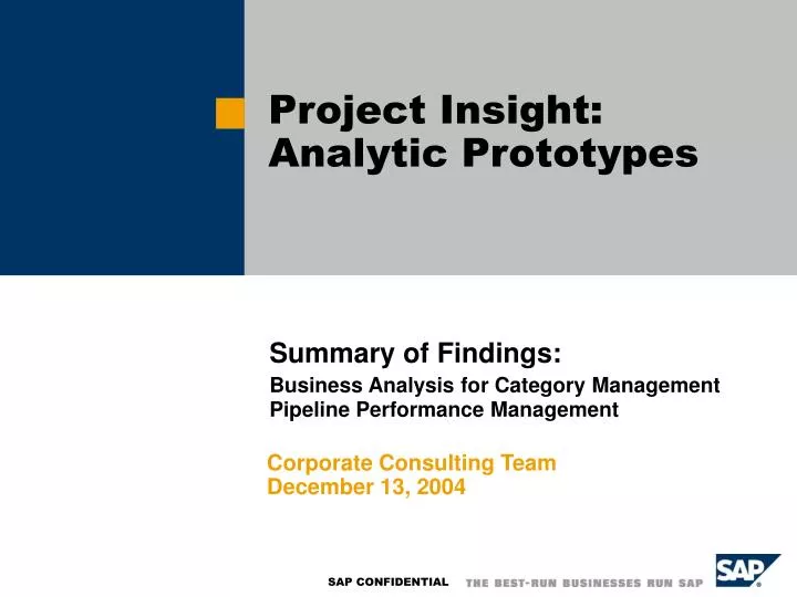 project insight analytic prototypes