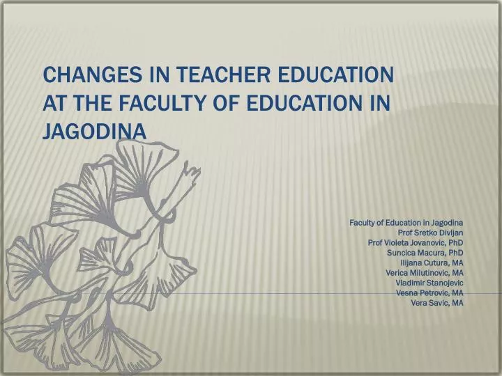changes in teacher education at the faculty of education in jagodina
