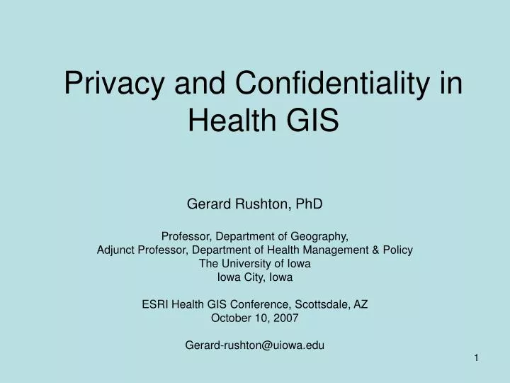 privacy and confidentiality in health gis