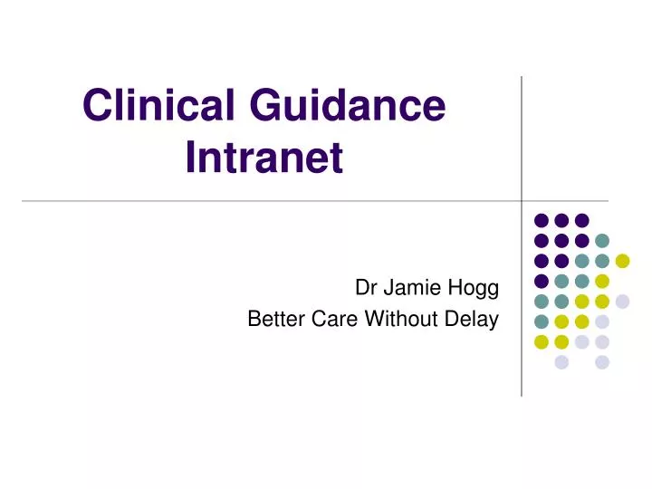 clinical guidance intranet