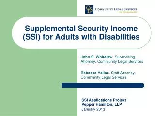 Supplemental Security Income (SSI) for Adults with Disabilities