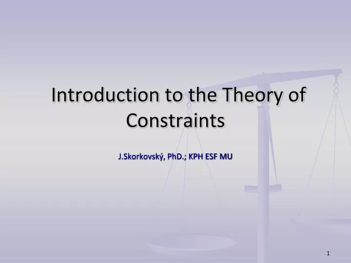 introduction to the theory of constraints