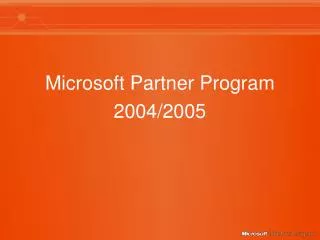 Microsoft Partner Program 2004/2005