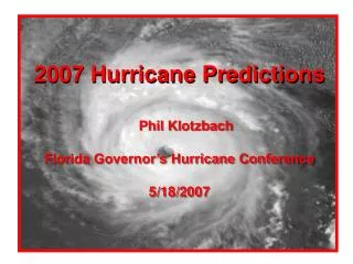 2007 Hurricane Predictions