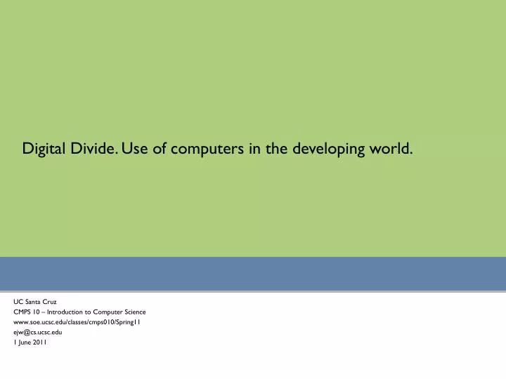 digital divide use of computers in the developing world