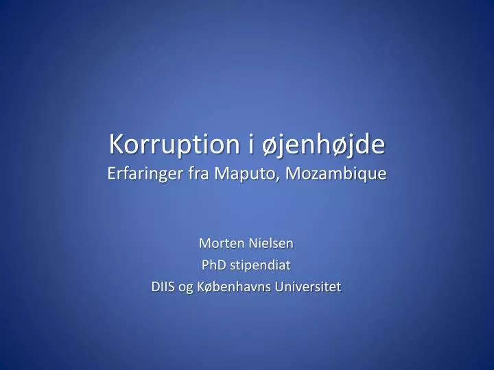 korruption i jenh jde erfaringer fra maputo mozambique