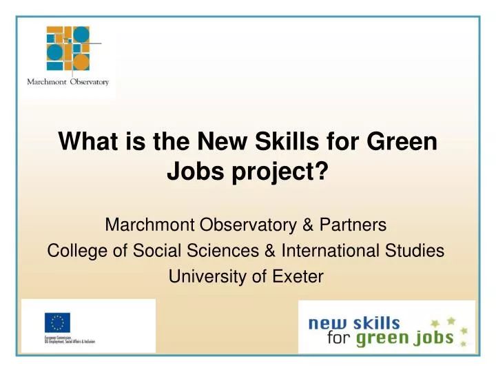 what is the new skills for green jobs project