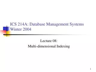 ICS 214A: Database Management Systems Winter 2004