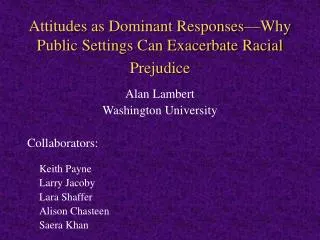 Attitudes as Dominant Responses—Why Public Settings Can Exacerbate Racial Prejudice