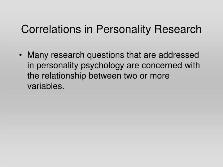 correlations in personality research
