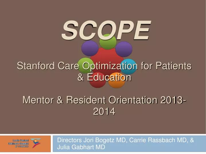 scope stanford care optimization for patients education mentor resident orientation 2013 2014