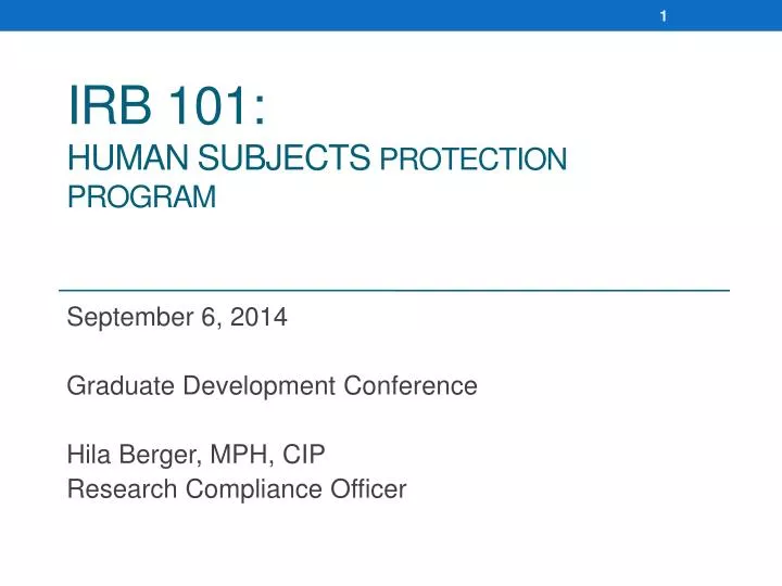 irb 101 human subjects protection program