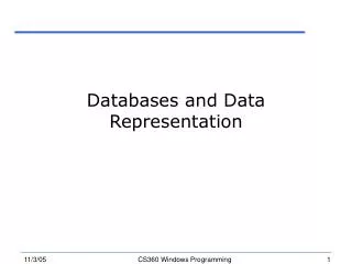 Databases and Data Representation