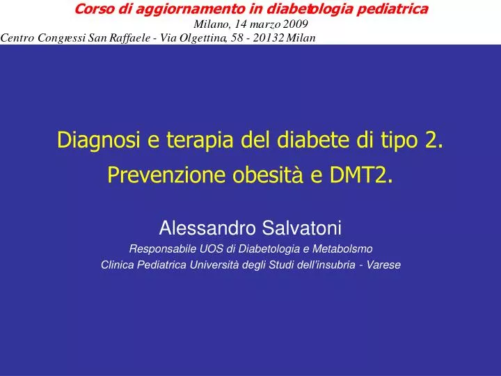 diagnosi e terapia del diabete di tipo 2 prevenzione obesit e dmt2