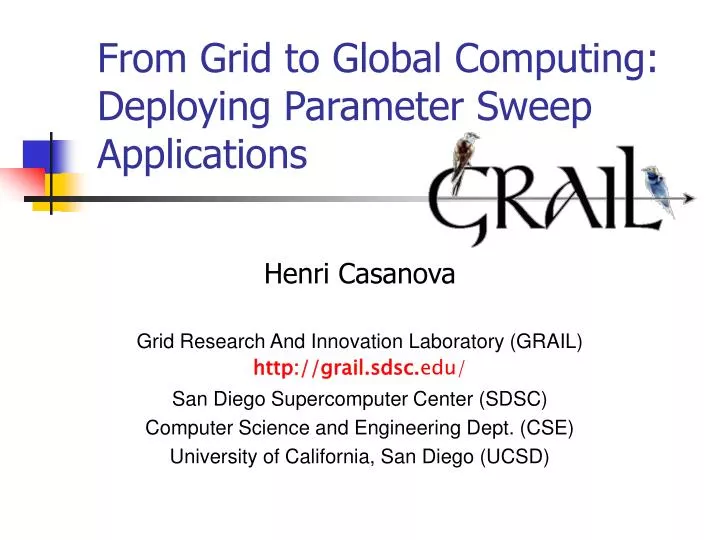 from grid to global computing deploying parameter sweep applications